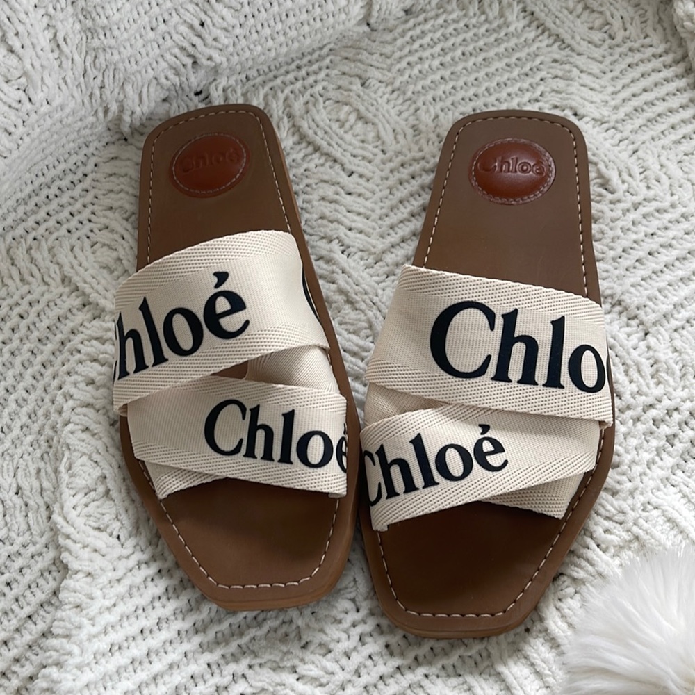 Chloe Woody Logo slide sandals size 7.5